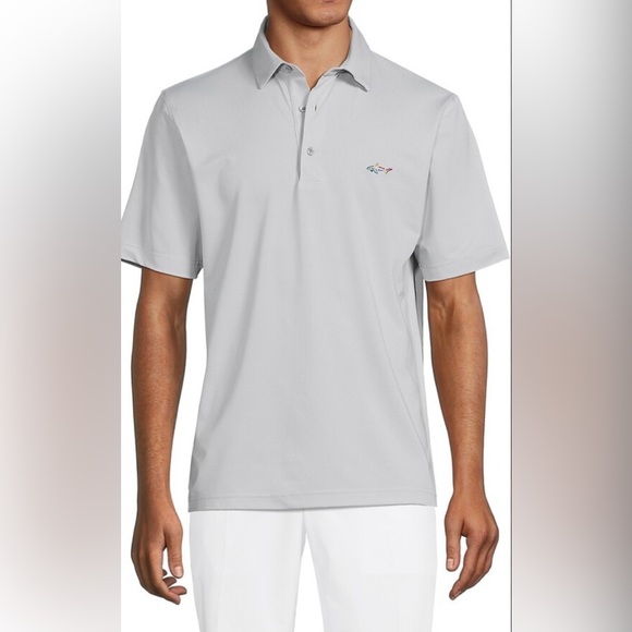 GREG NORMAN COLLECTION: Golf Polo Shirt; 2-BUTTON CLASSIC SHARK PIQUE POLO - Picture 1 of 4